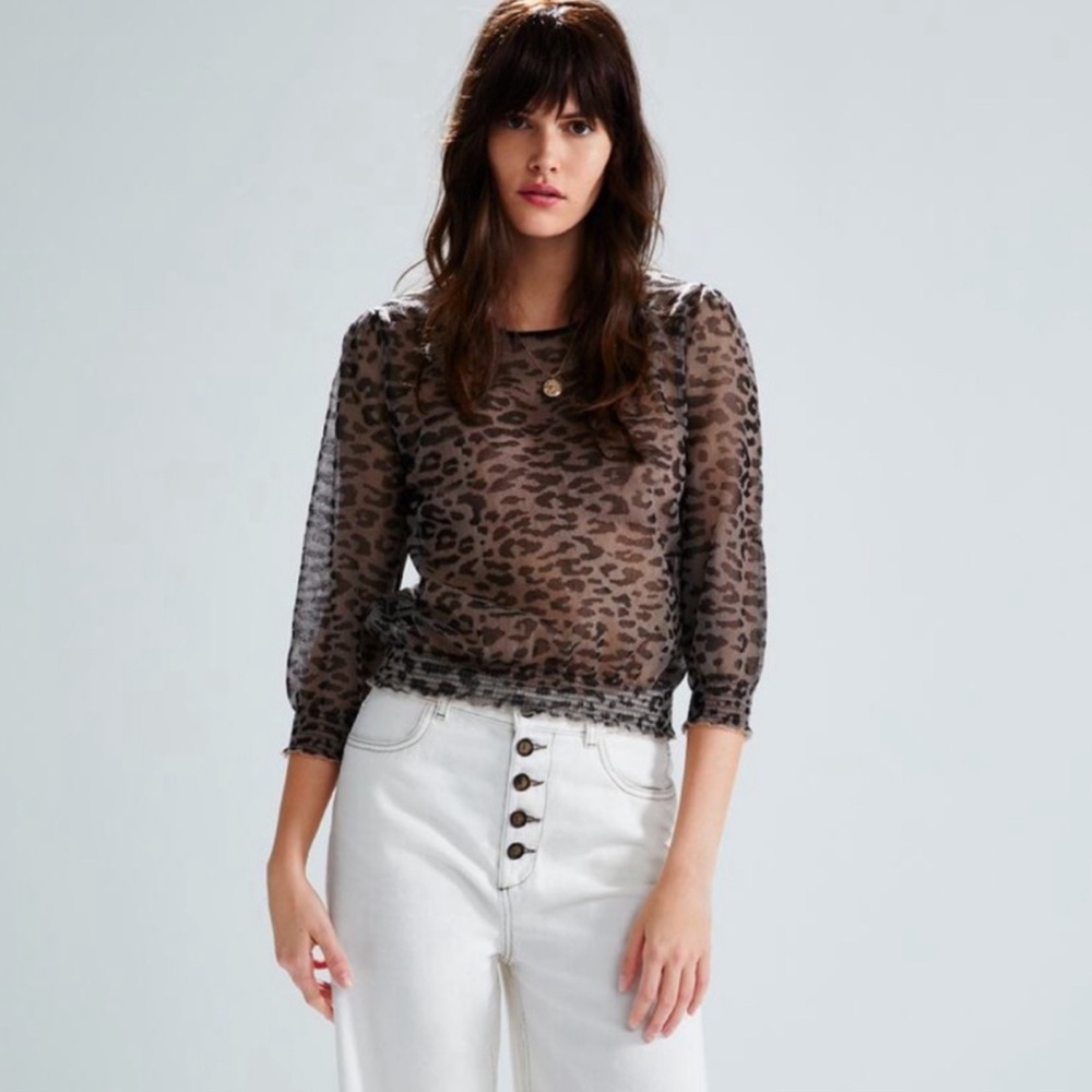 ZARA Animal Print Blouse Size M